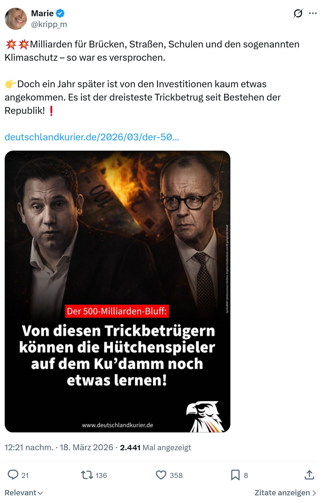 Marie kripp: Milliarden für Brücken, Straßen…