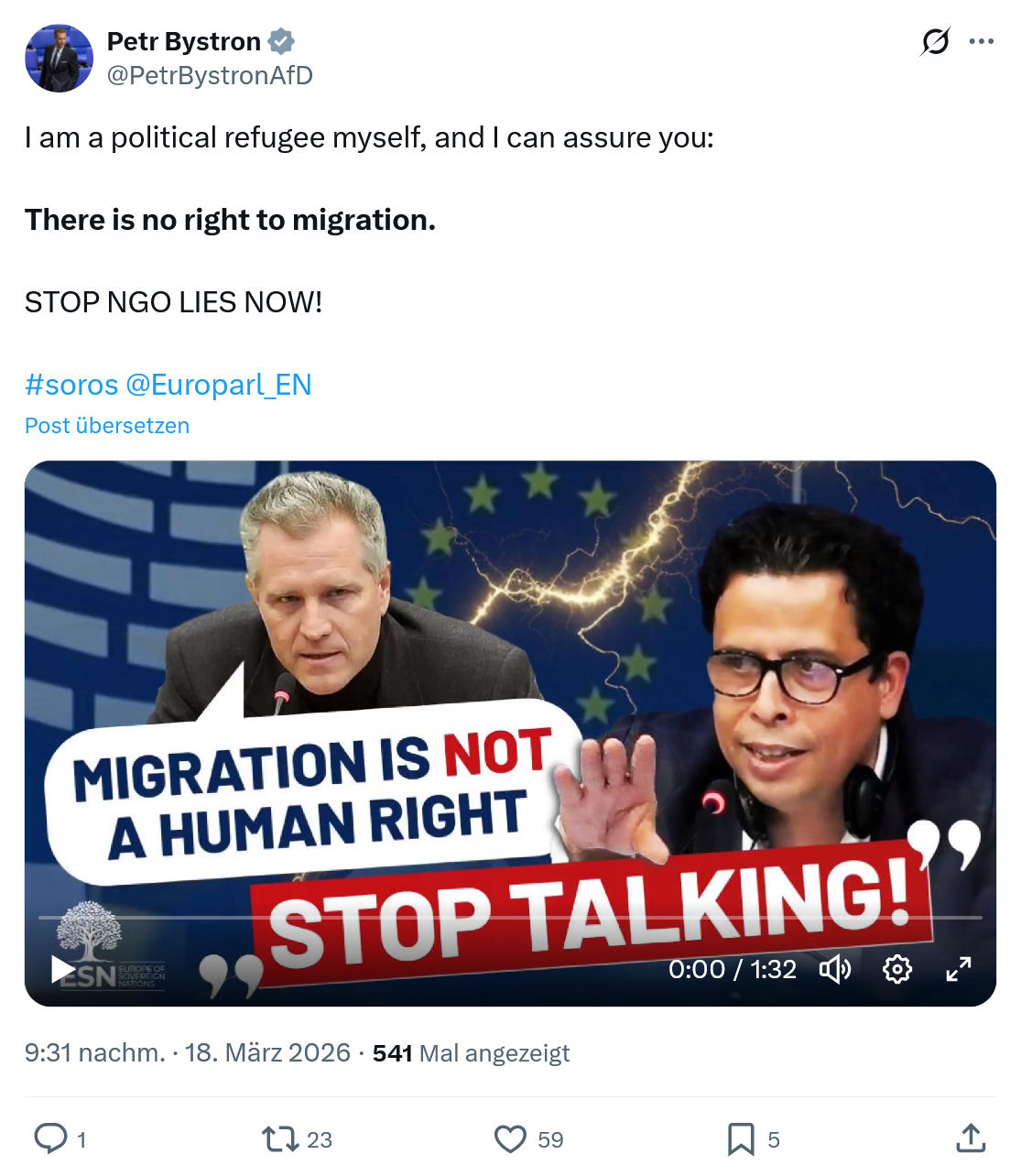 Petr Bystron: I am a political refugee myself…