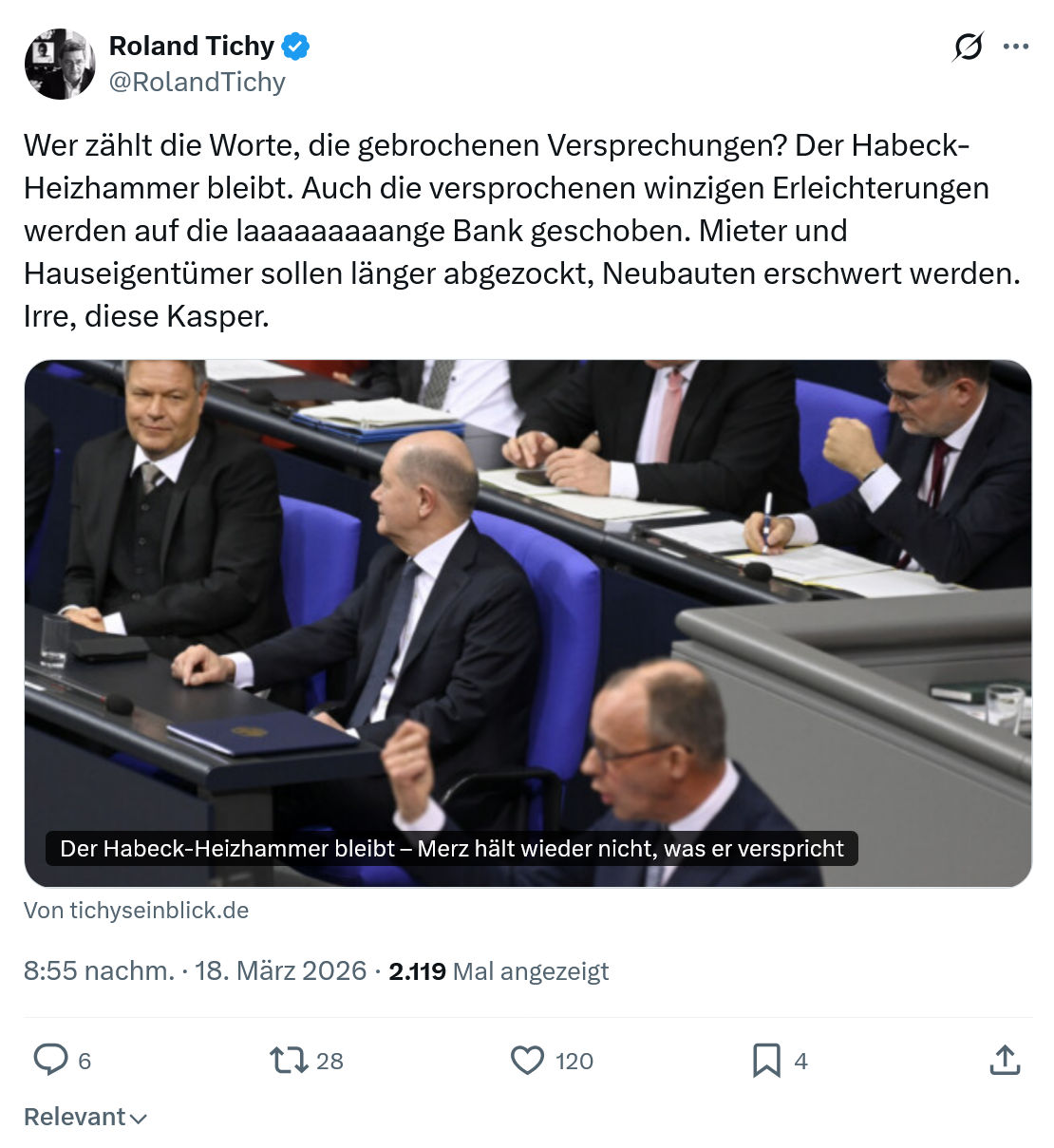 Roland Tichy: Wer zählt die Worte…
