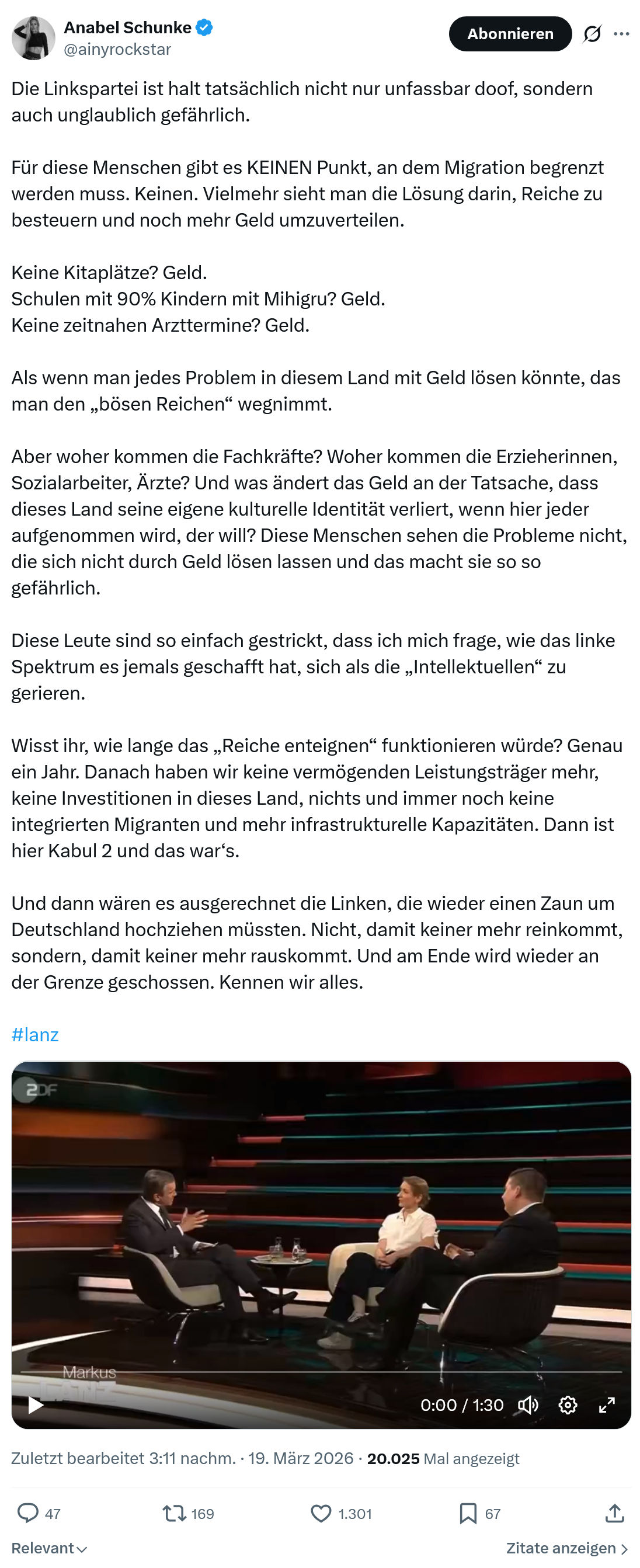 Anabel Schunke: Die Linkspartei ist halt tatsächlich…