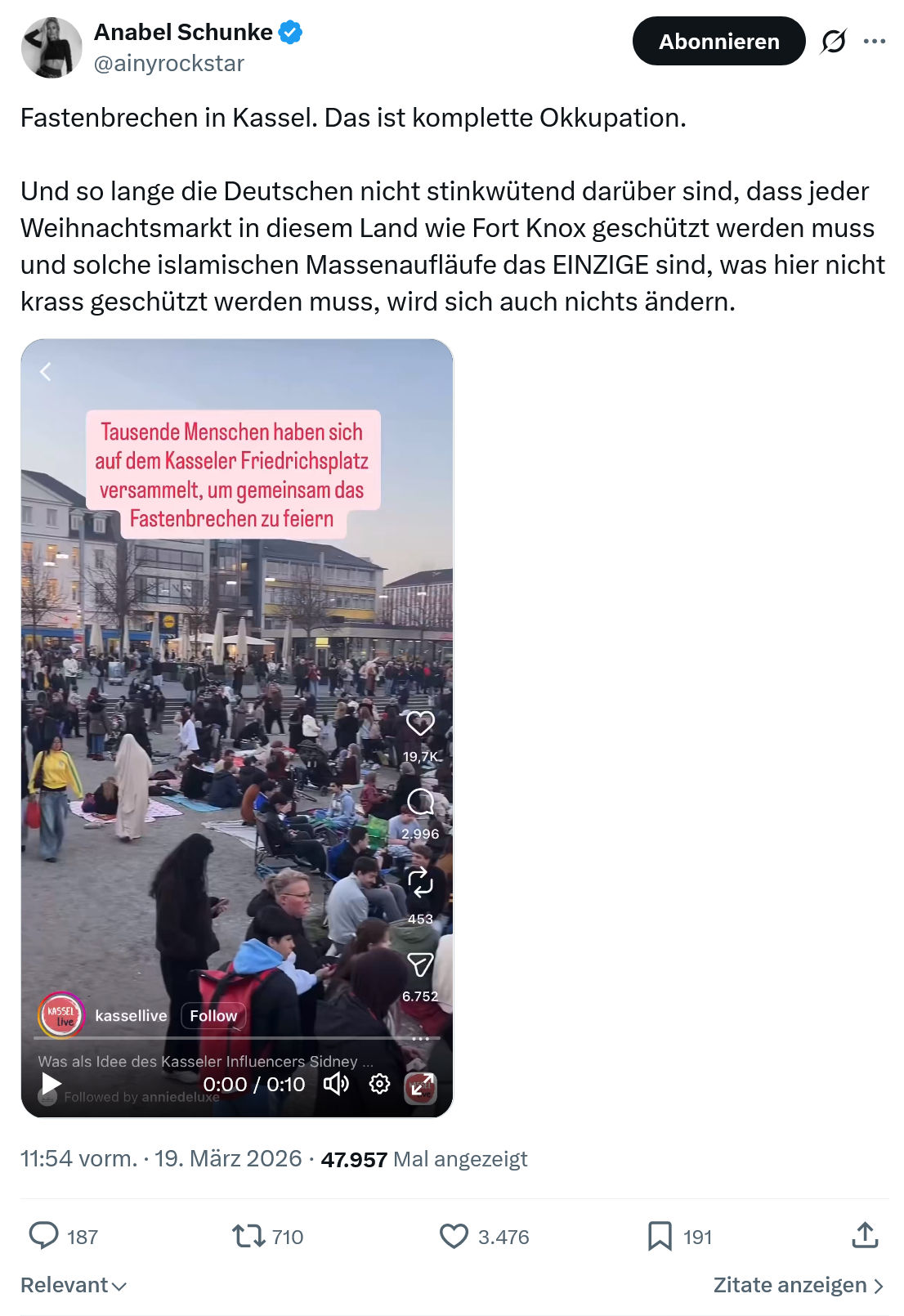 Anabel Schunke: Fastenbrechen in Kassel…