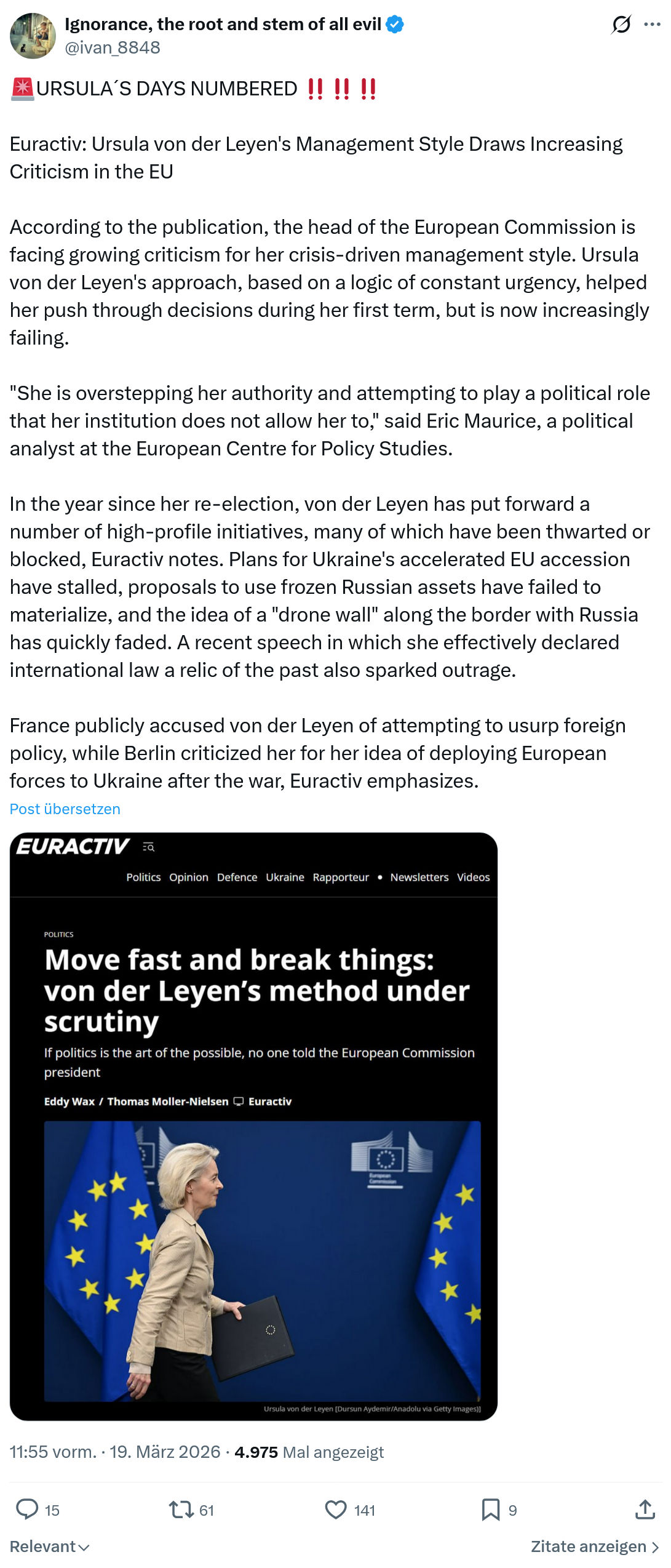 ivan Ignorance: URSULA´S DAYS NUMBERED…