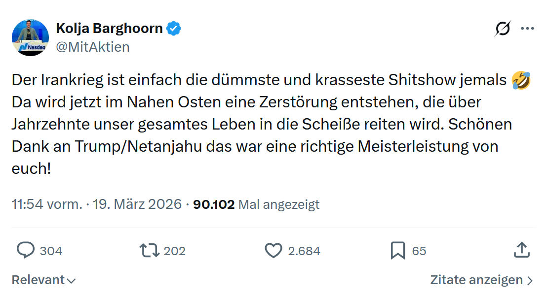 Kolja Barghoorn: Der Irankrieg ist einfach die dümmste…