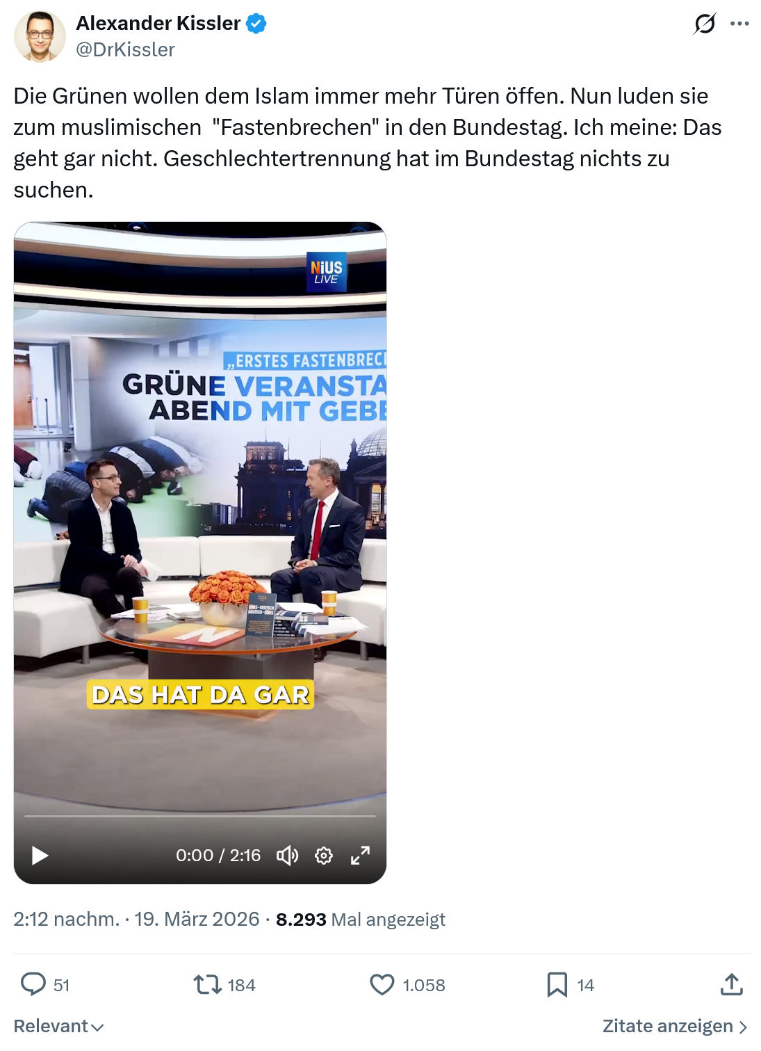Alexander Kissler: Die Grünen wollen dem Islam immer mehr…