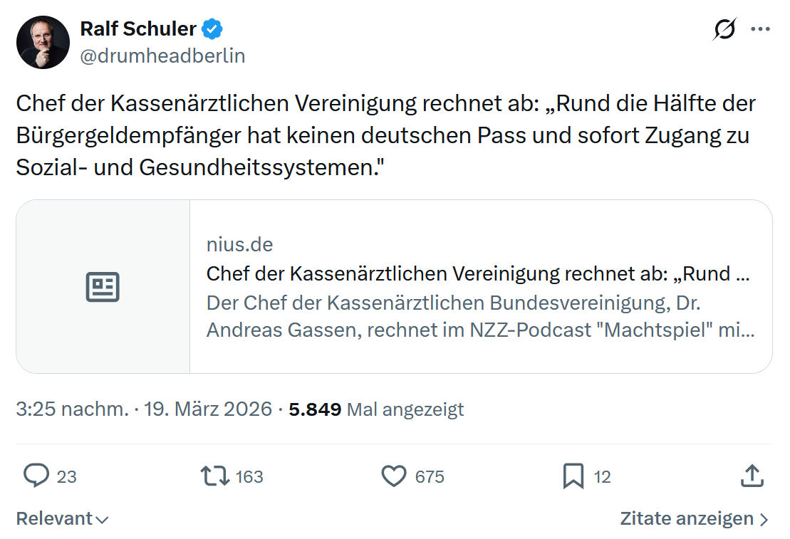 Ralf Schuler: Chef der Kassenärztlichen Vereinigung…