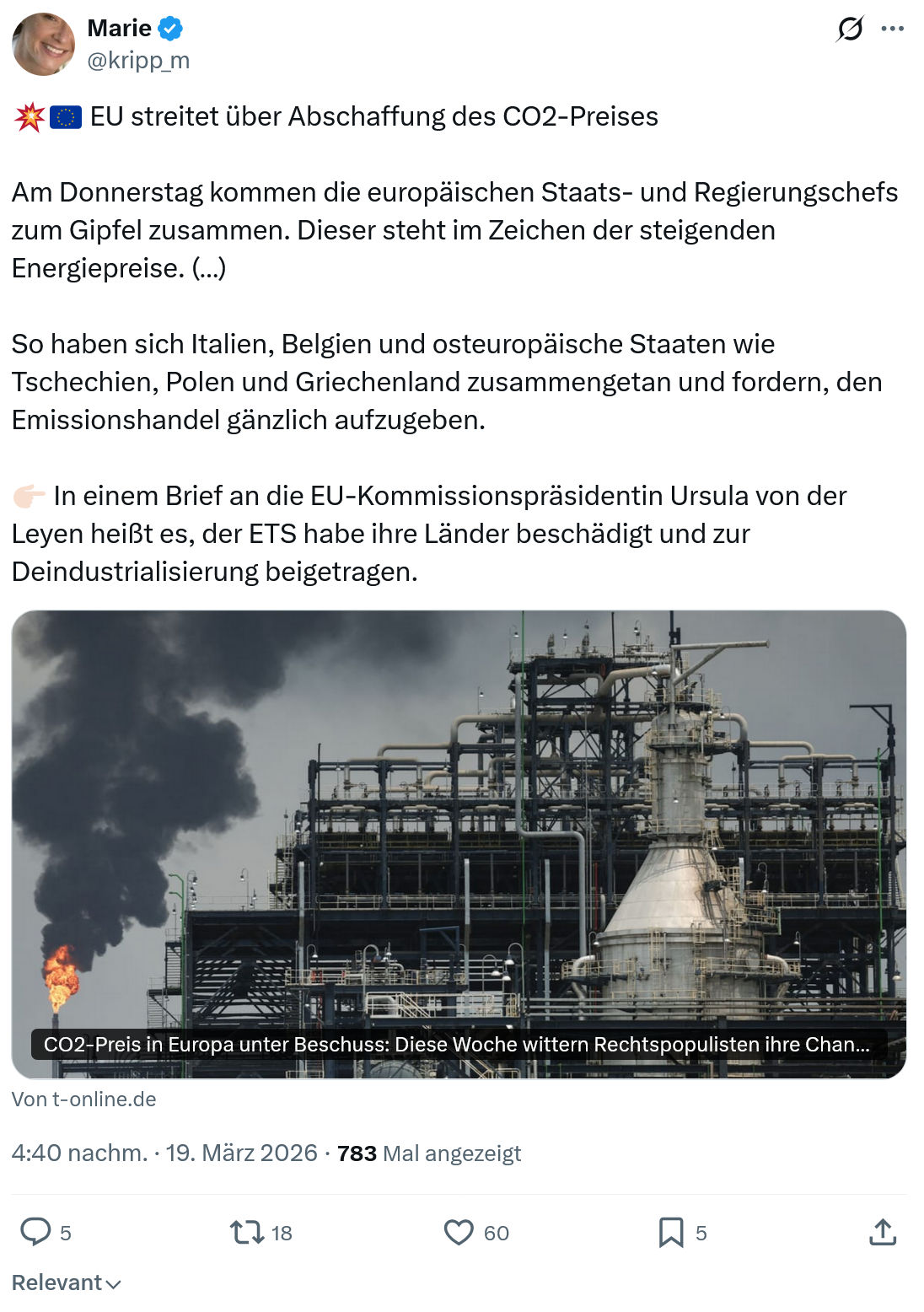 Marie kripp: EU streitet über Abschaffung des CO2-Preises…