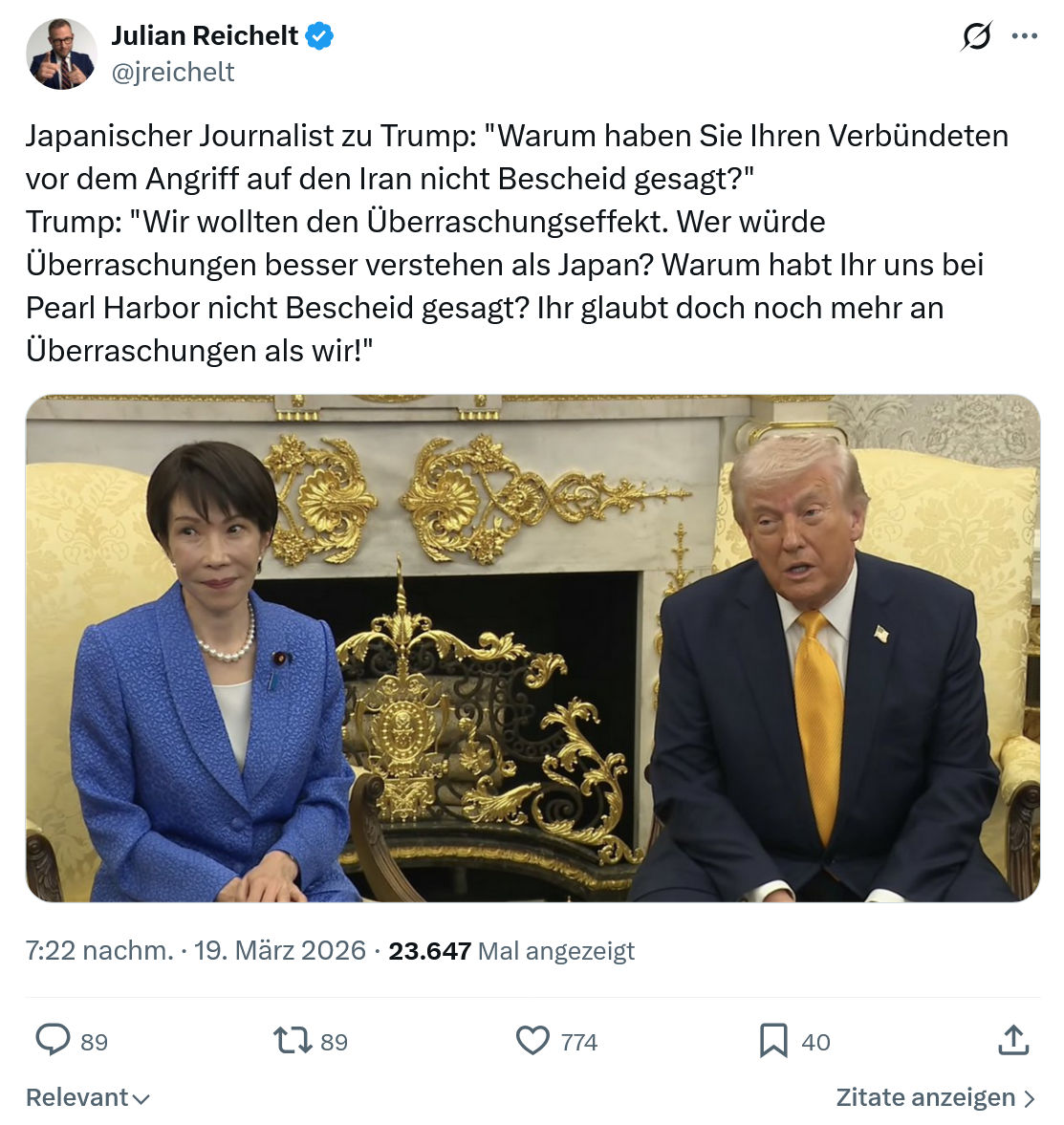 Julian Reichelt: Japanischer Journalist zu Trump…