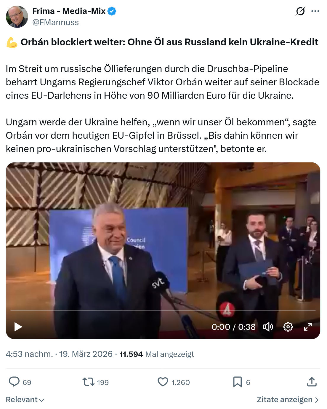 Friedrich Mannus: Orbán blockiert weiter…