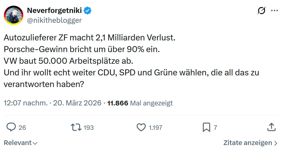 Neverforgetniki: Autozulieferer ZF macht 2,1 Milliarden Verlust…