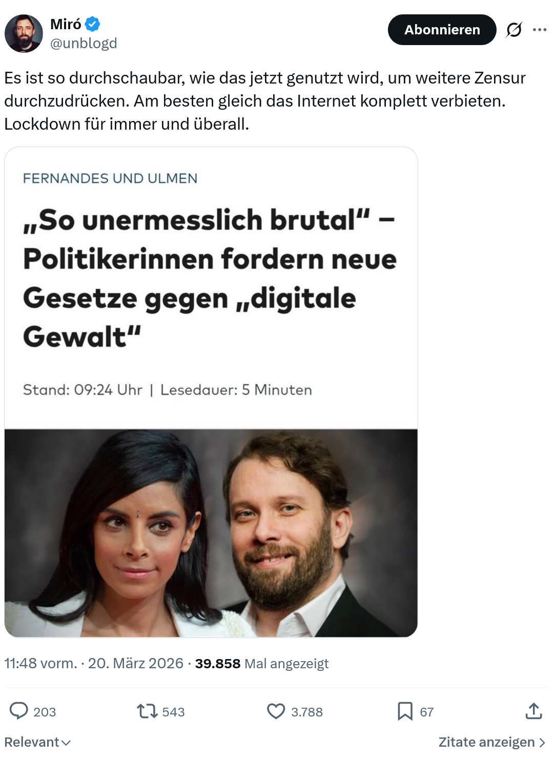 Miro Wolsfeld: Es ist so durchschaubar…