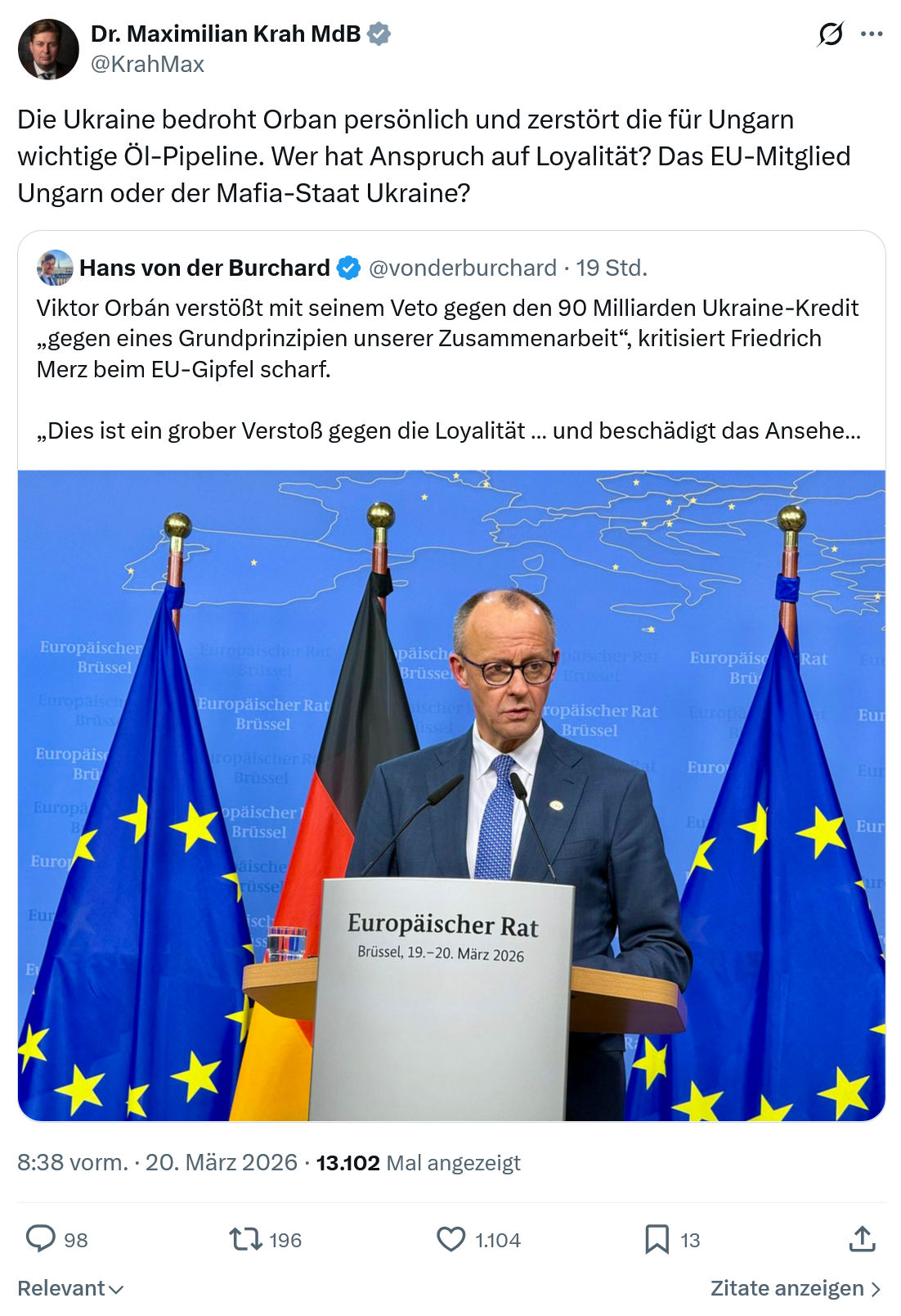 Maximilian Krah: Die Ukraine bedroht Orban…