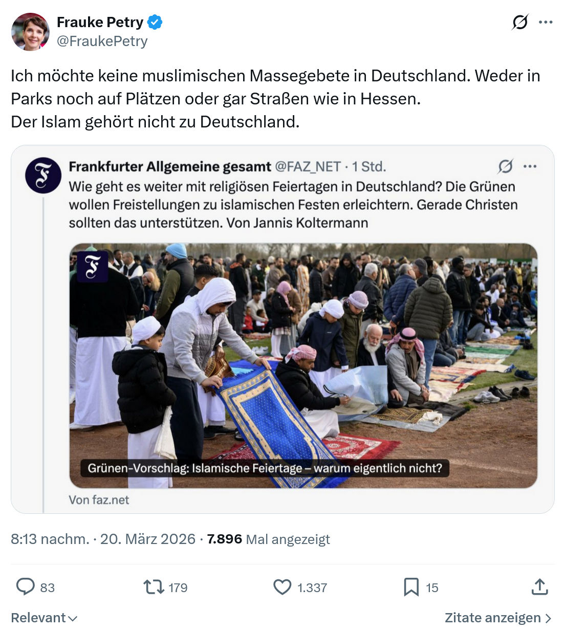 Frauke Petry: Ich möchte keine muslimischen…