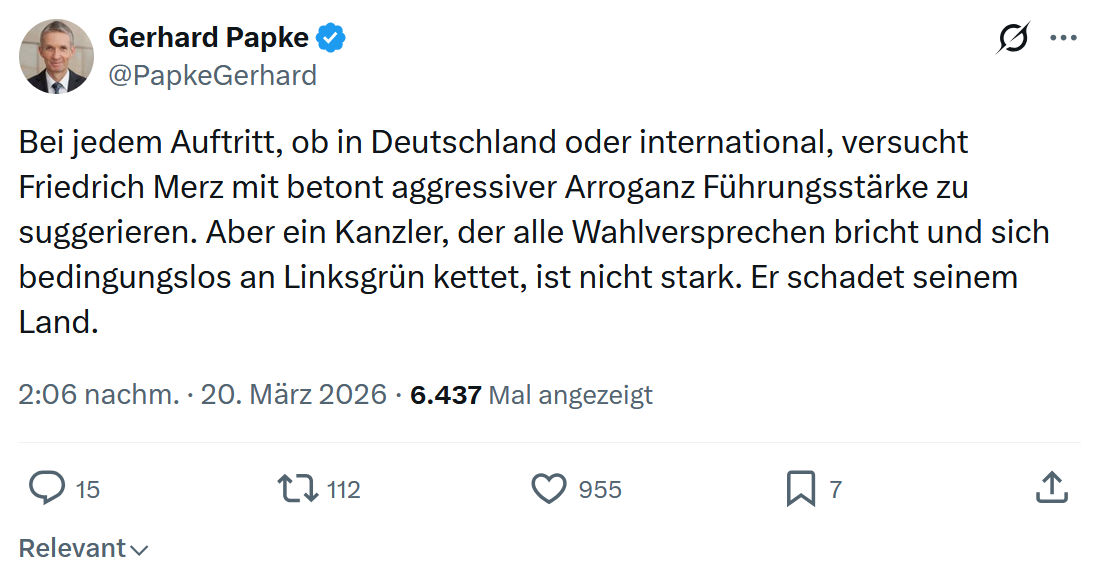 Gerhard Papke: Bei jedem Auftritt…