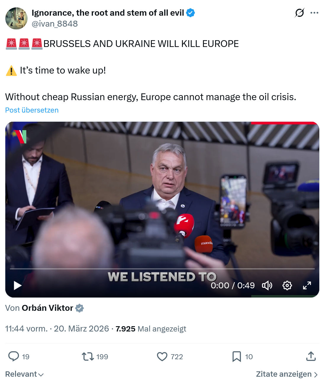 ivan Ignorance: BRUSSELS AND UKRAINE WILL KILL EUROPE…
