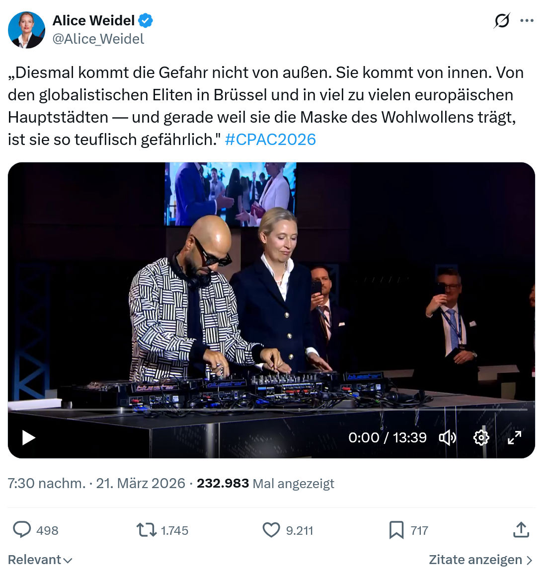Alice Weidel: Diesmal kommt die Gefahr…
