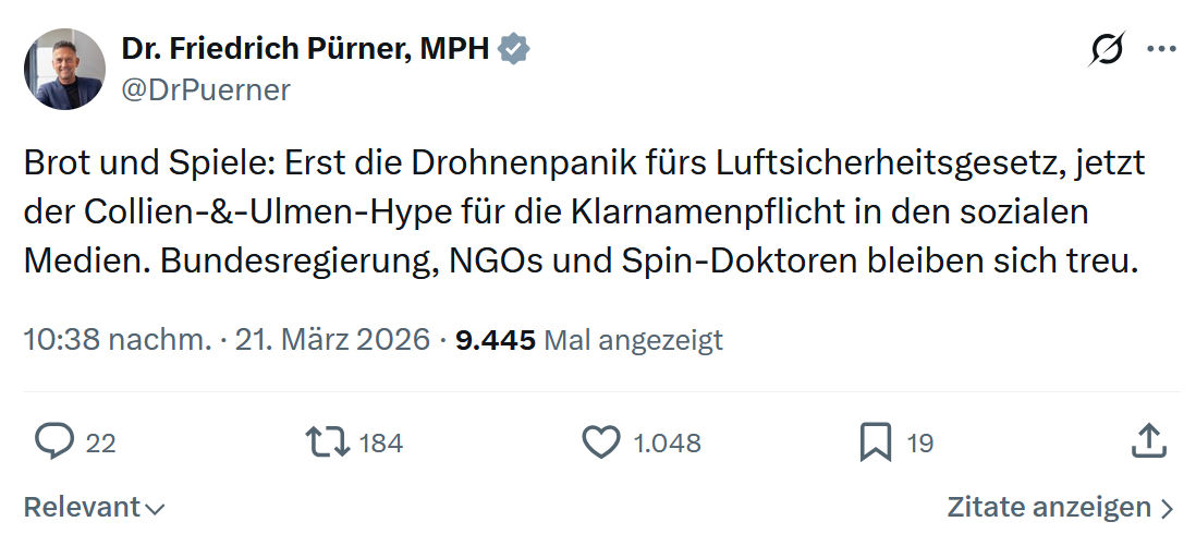 Friedrich Pürner: Brot und Spiele…