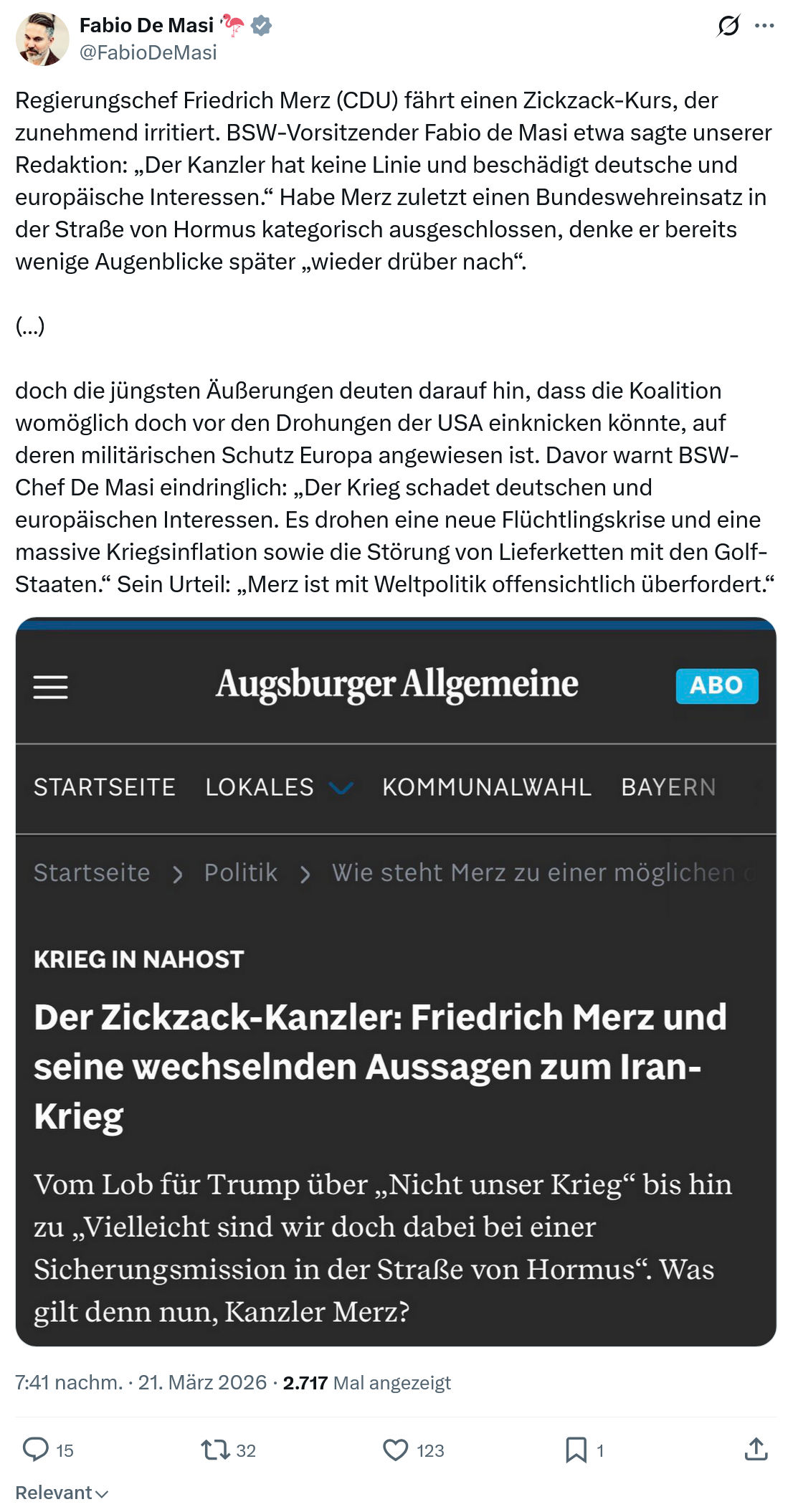 Fabio De Masi: Regierungschef Friedrich Merz…