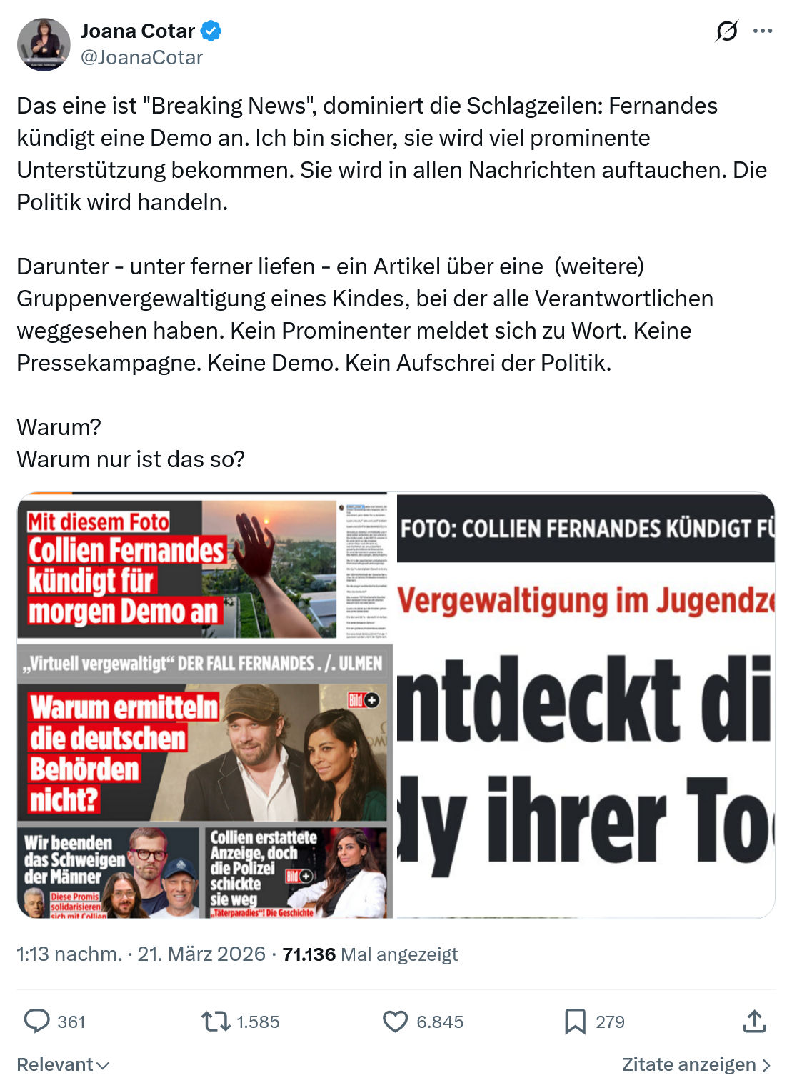 Joana Cotar: Das eine ist "Breaking News"…