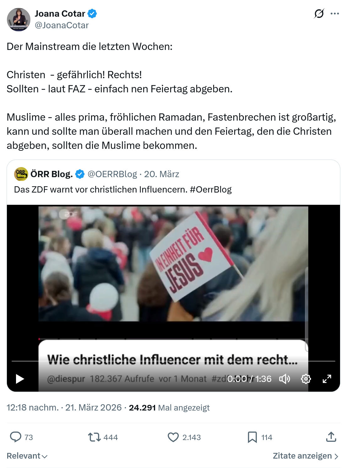 Joana Cotar: Der Mainstream die letzten Wochen…