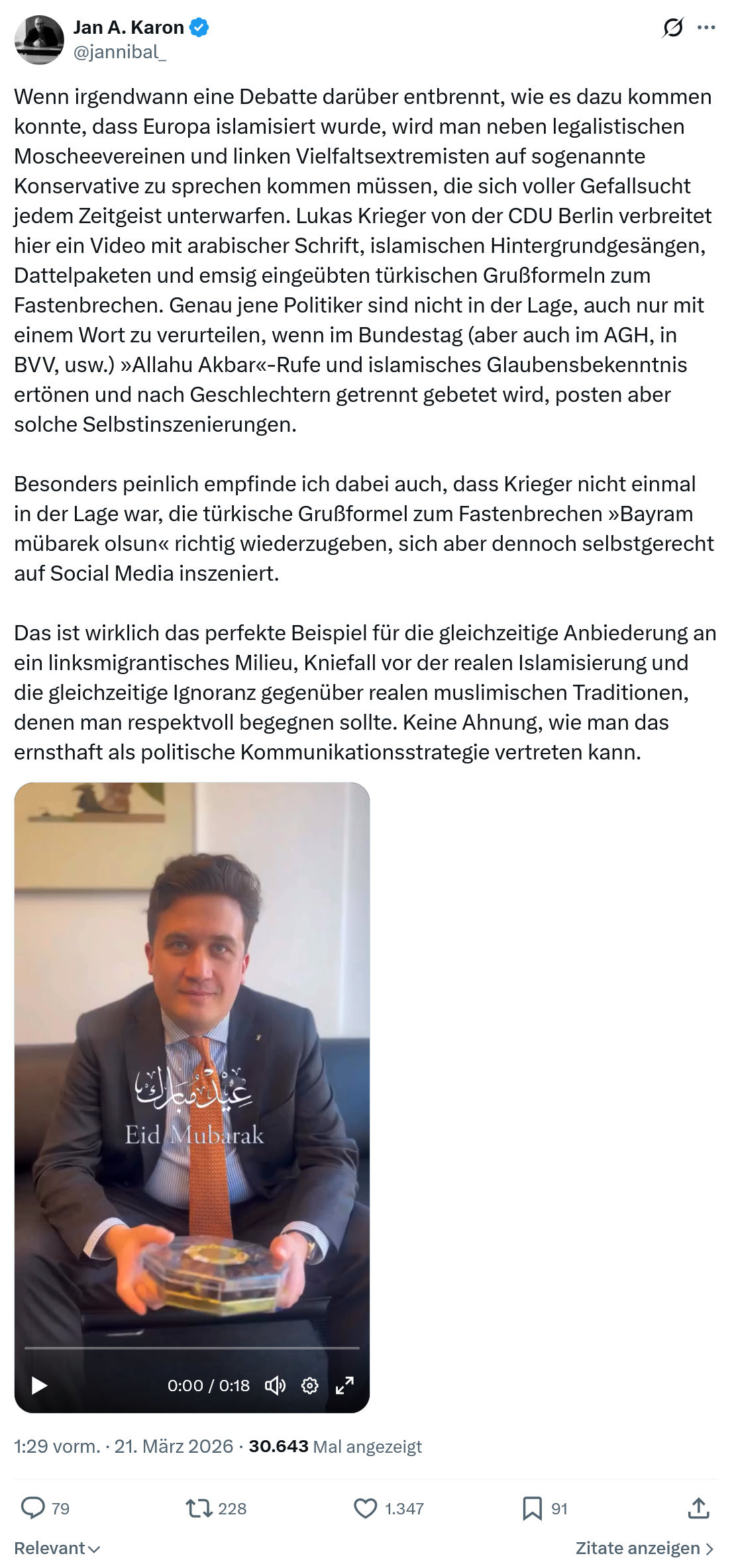 Jan A. Karon: Wenn irgendwann eine Debatte darüber entbrennt…