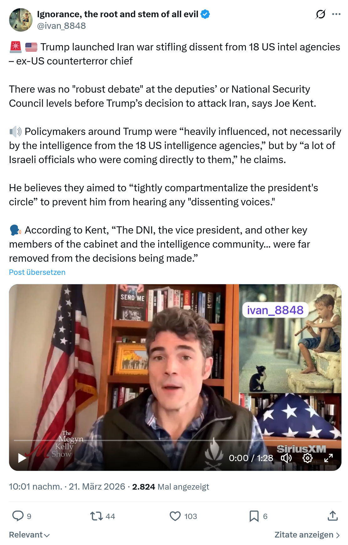 ivan Ignorance: Trump launched Iran war stifling dissent…