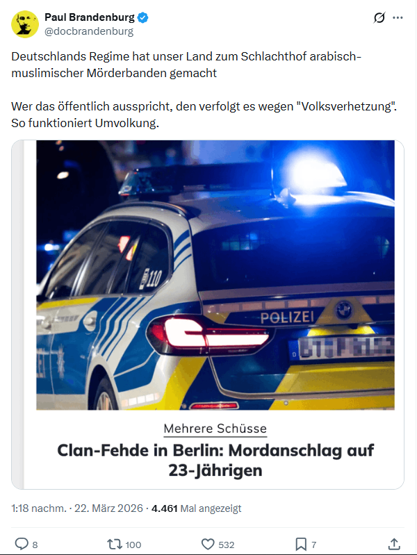 Paul Brandenburg: Deutschlands Regime hat unser Land zum Schlachthof…