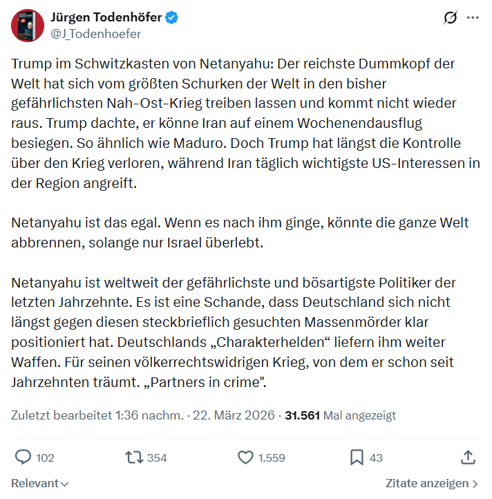 Jürgen Todenhöfer: Trump im Schwitzkasten von Netanyahu…