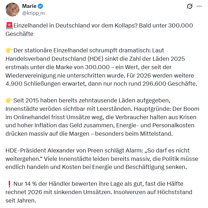 Marie kripp: Einzelhandel in Deutschland vor dem Kollaps…