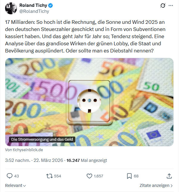 Roland Tichy: 17 Milliarden…