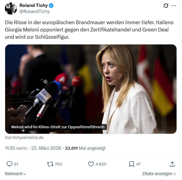 Roland Tichy: Die Risse in der europäischen Brandmauer…