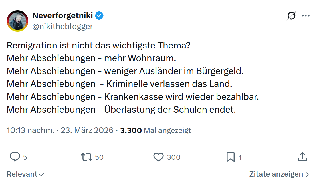 Neverforgetniki: Remigration ist nicht das wichtigste Thema…