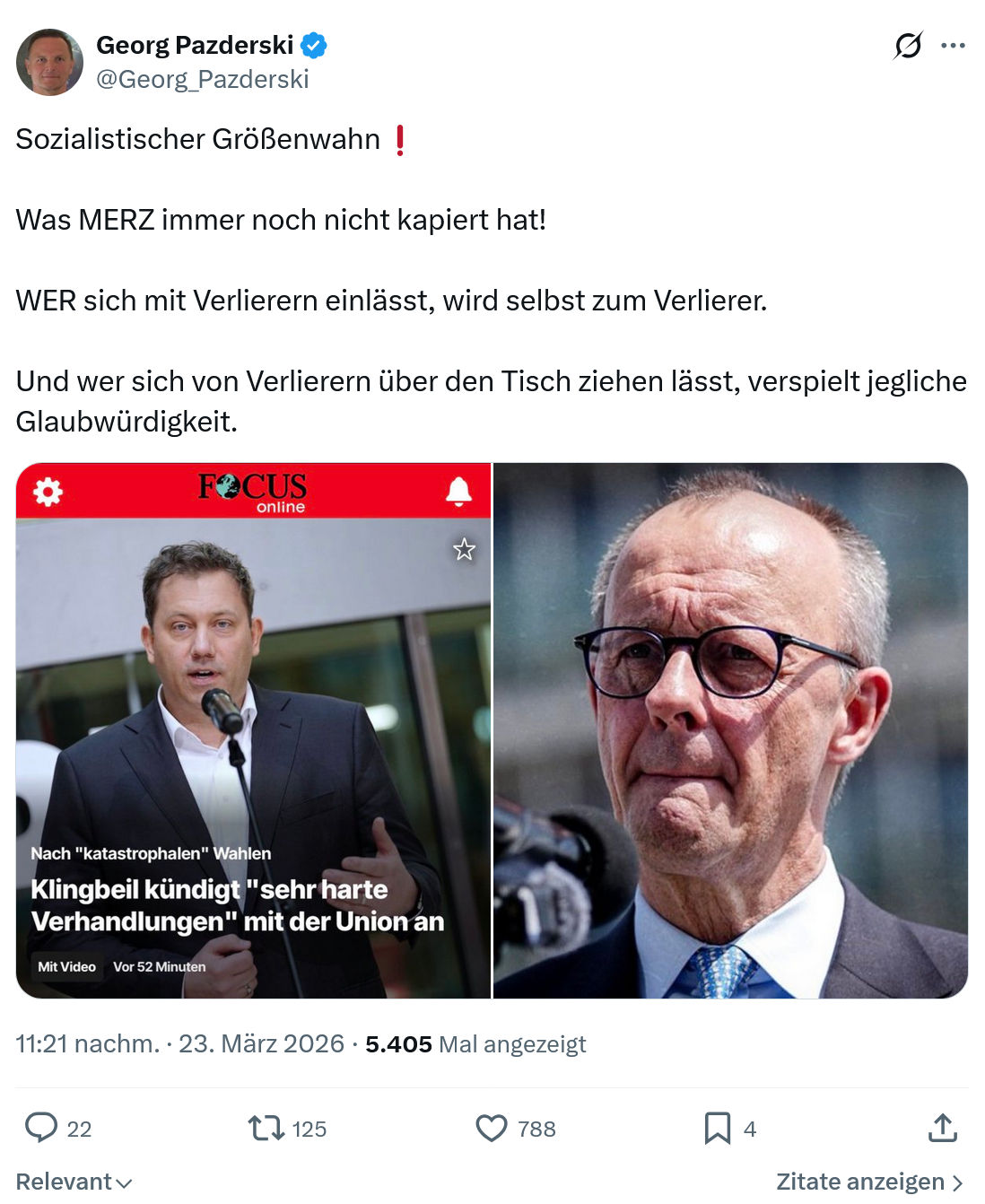 Georg Pazderski: Sozialistischer Größenwahn…