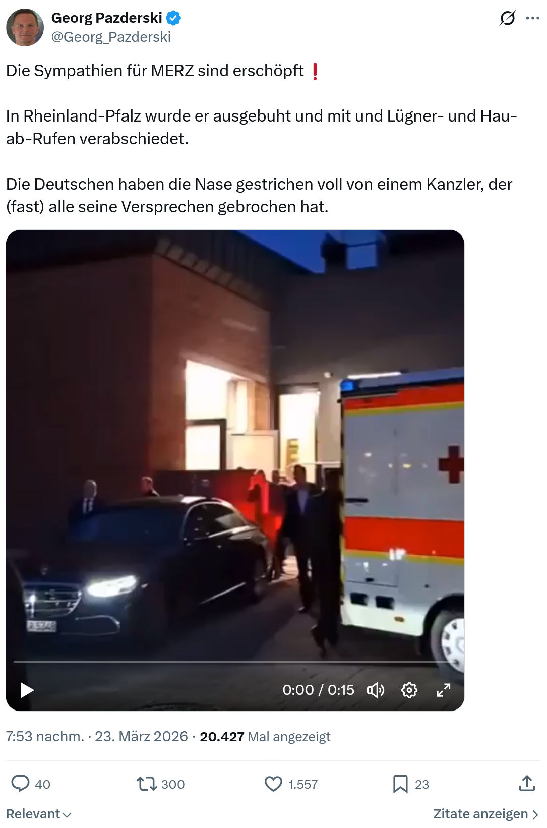 Georg Pazderski: Die Sympathien für MERZ…