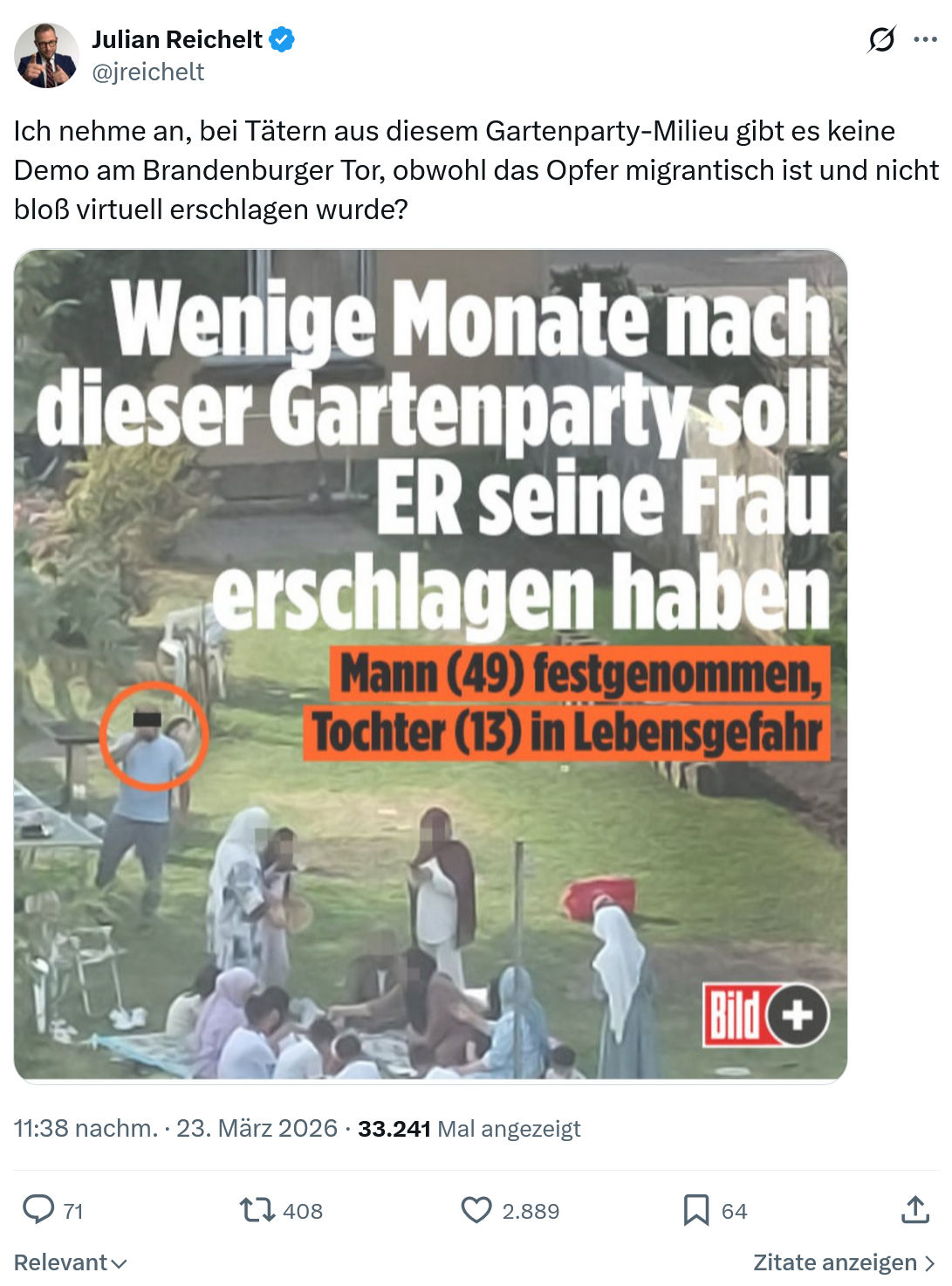 Julian Reichelt: Ich nehme an, bei Tätern…