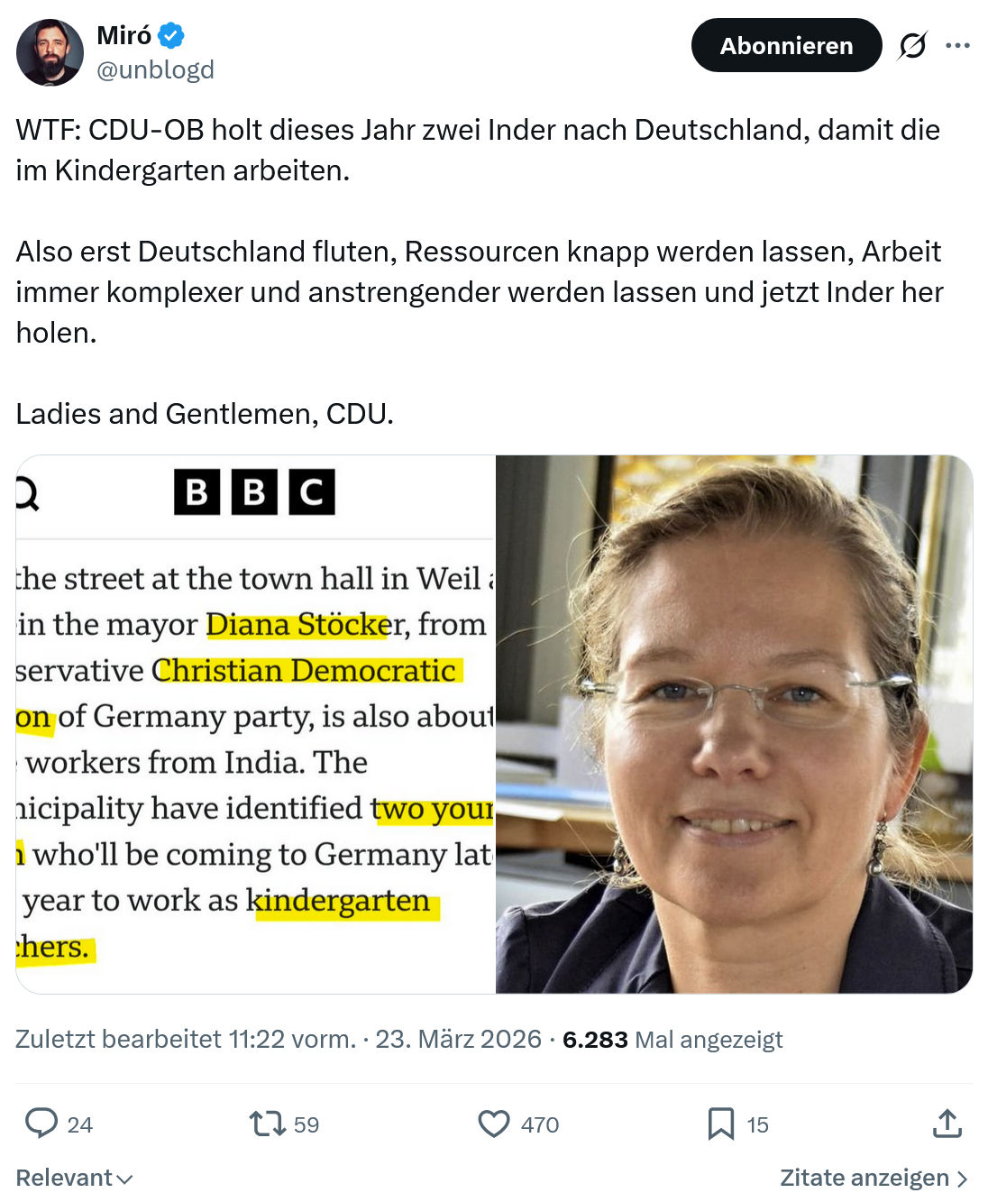 Miro Wolsfeld: WTF: CDU-OB holt dieses Jahr zwei Inder nach Deutschland…