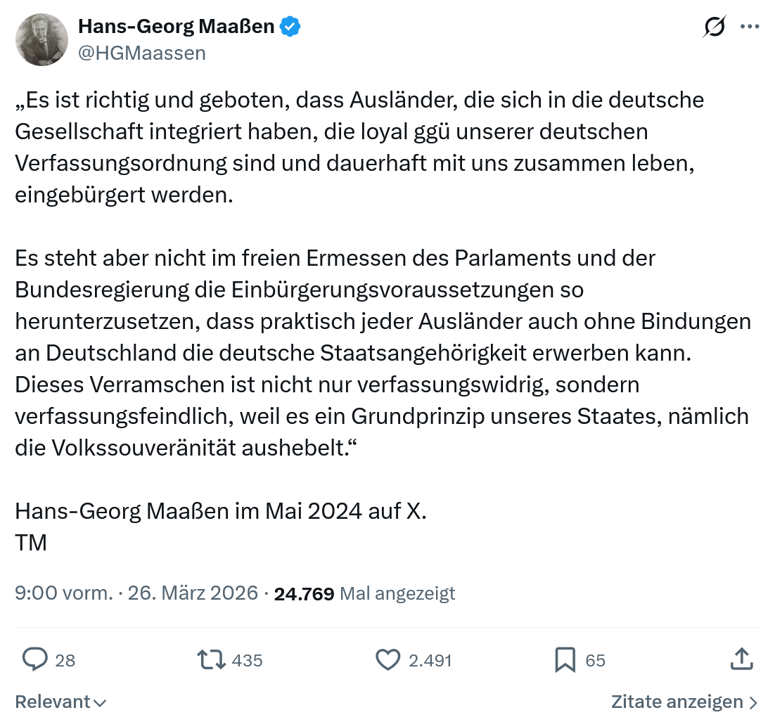 Hans-Georg Maaßen: Es ist richtig und geboten…