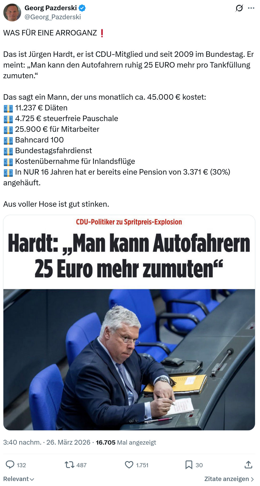 Georg Pazderski: WAS FÜR EINE ARROGANZ…