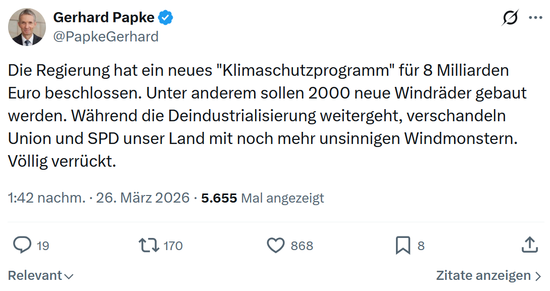 Gerhard Papke: Die Regierung hat ein neues "Klimaschutzprogramm"…