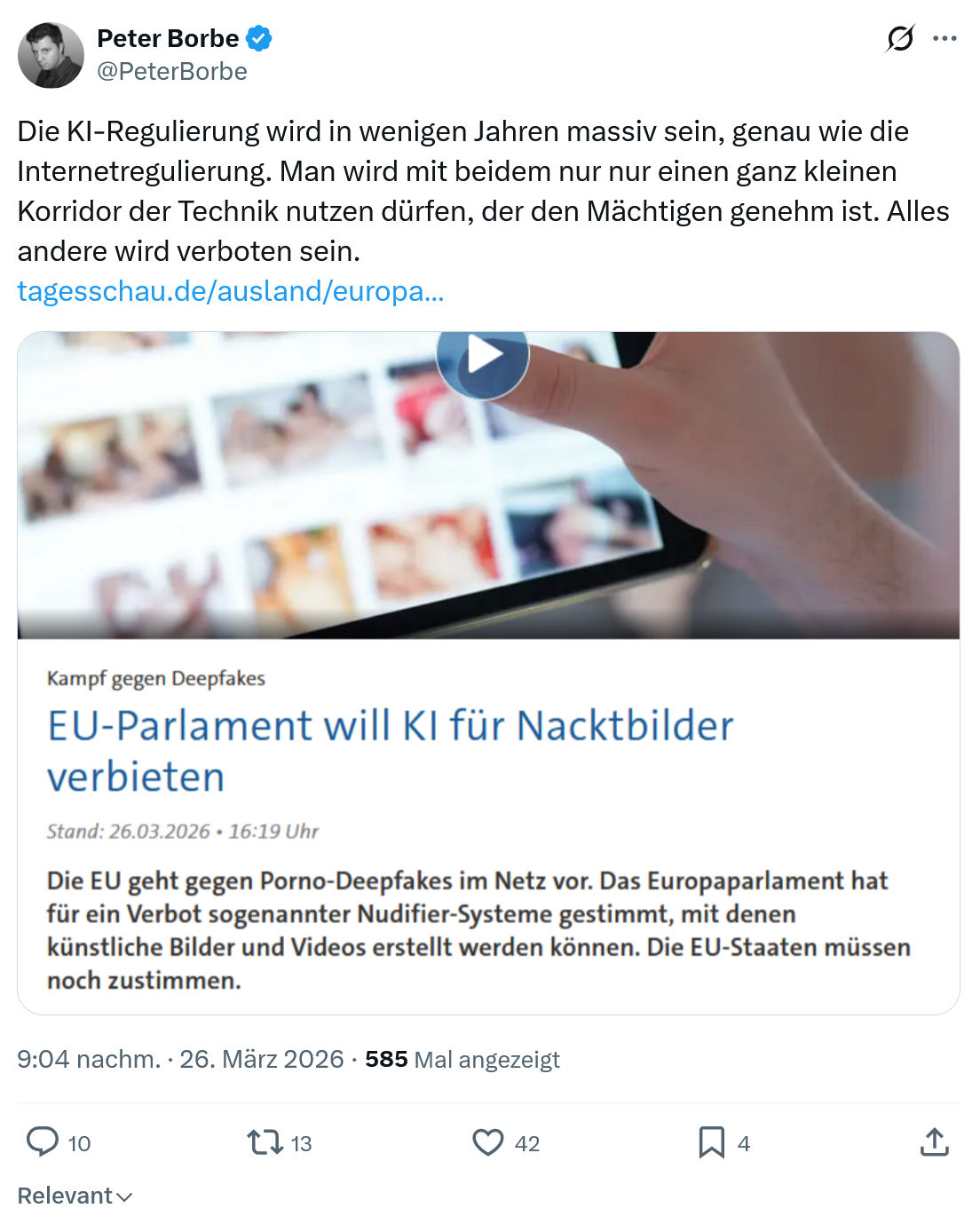 Peter Borbe: Die KI-Regulierung wird in wenigen Jahren…