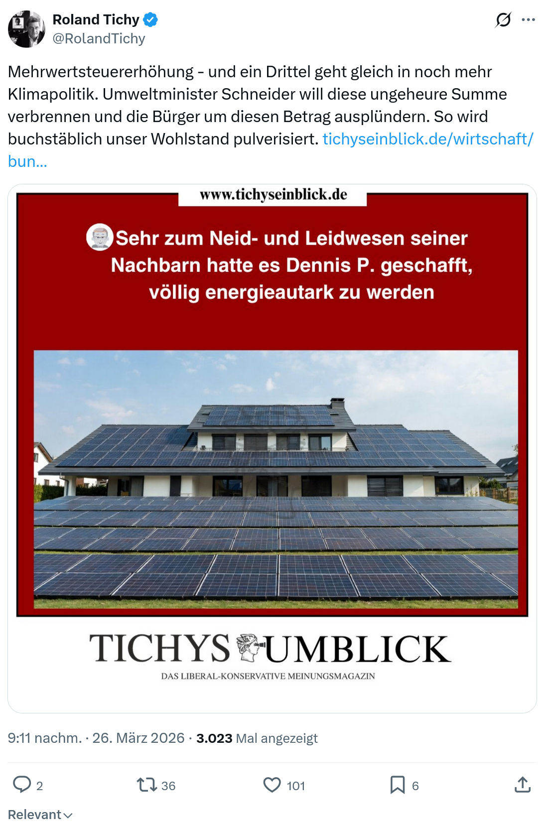 Roland Tichy: Mehrwertsteuererhöhung - und ein Drittel…