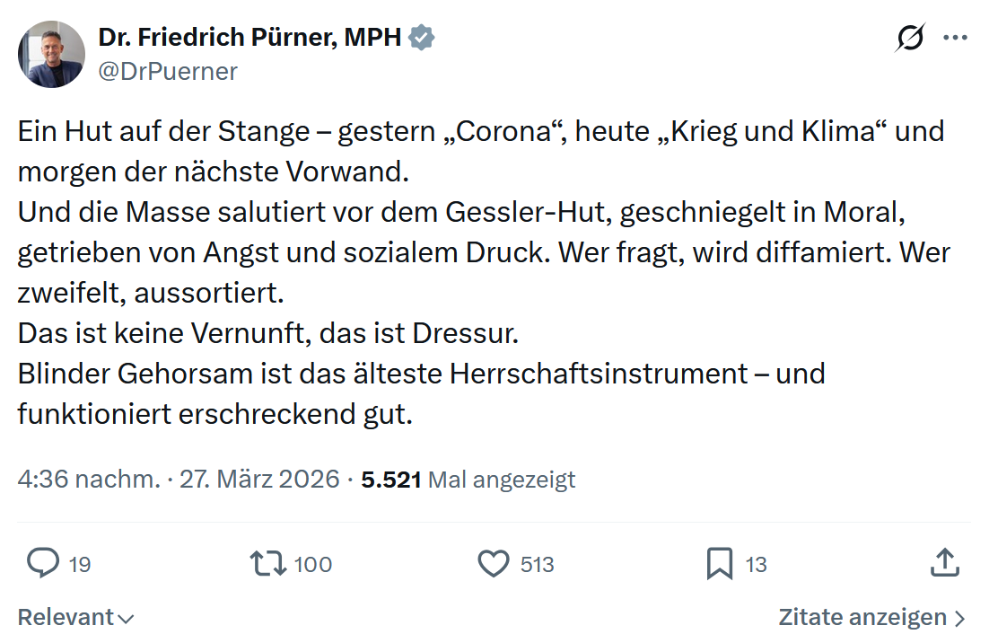 Friedrich Pürner: Ein Hut auf der Stange…