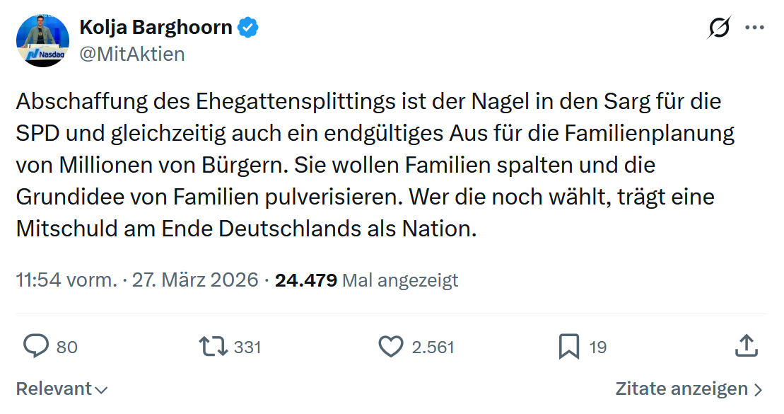Kolja Barghoorn: Abschaffung des Ehegattensplittings ist der Nagel…