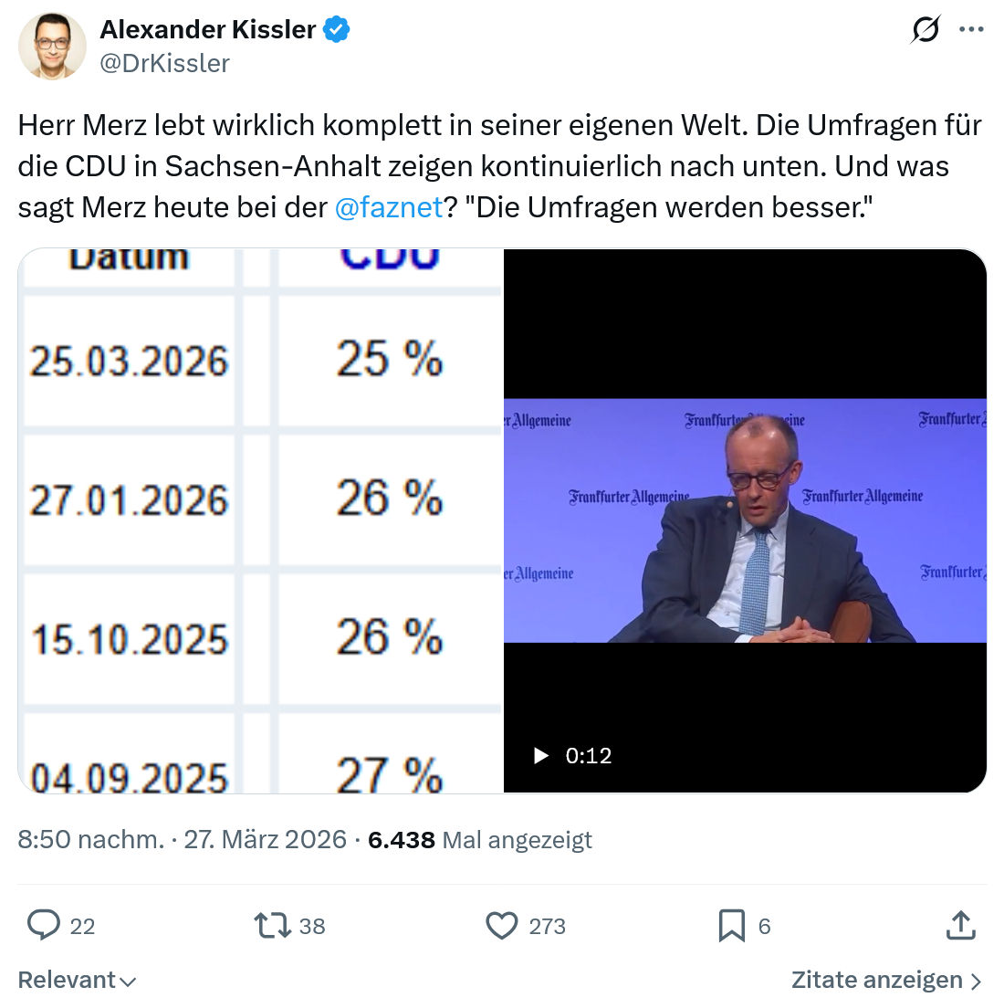 Alexander Kissler: Herr Merz lebt wirklich komplett in seiner eigenen Welt…