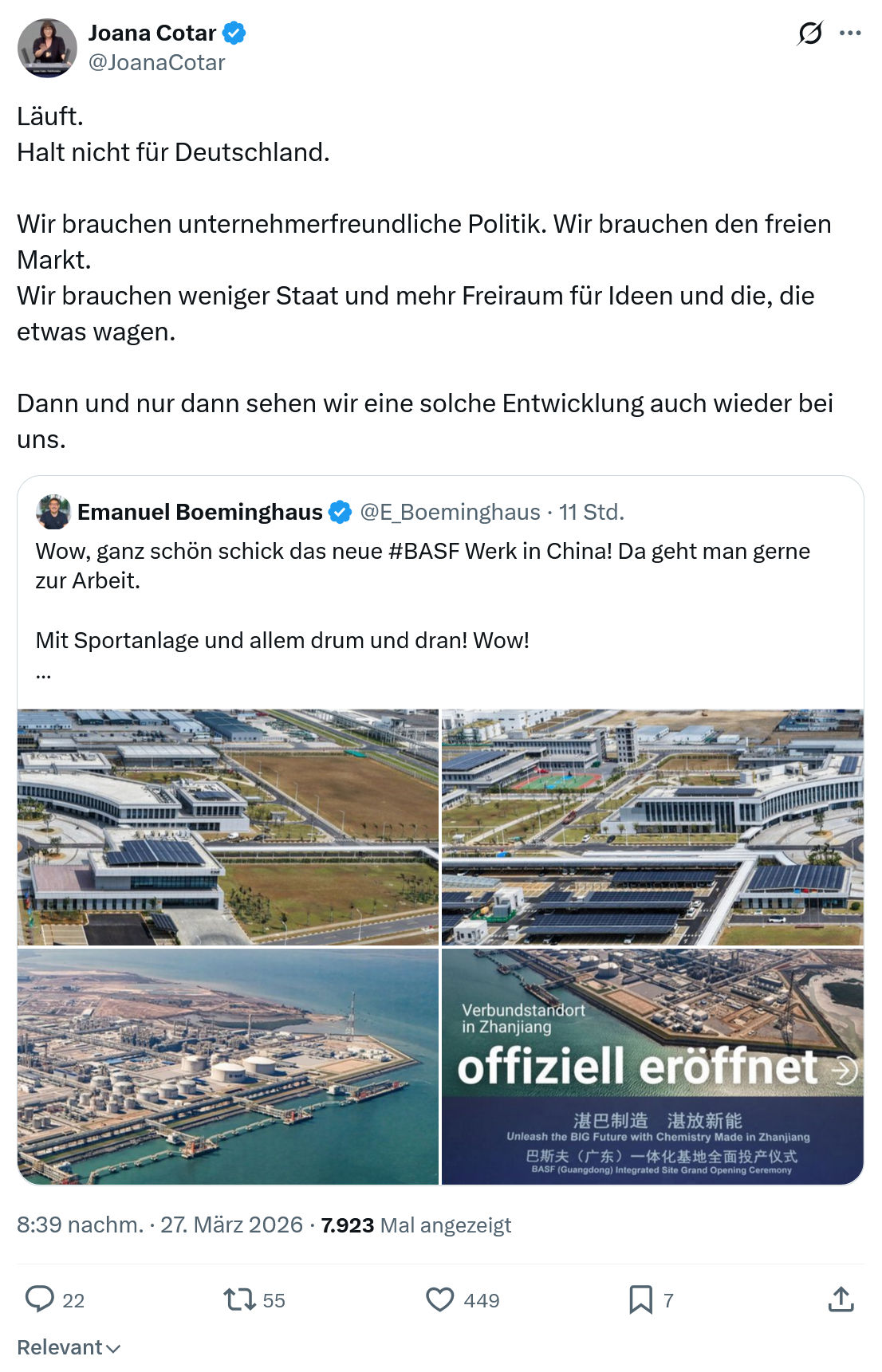 Joana Cotar: Läuft. Halt nicht für Deutschland…