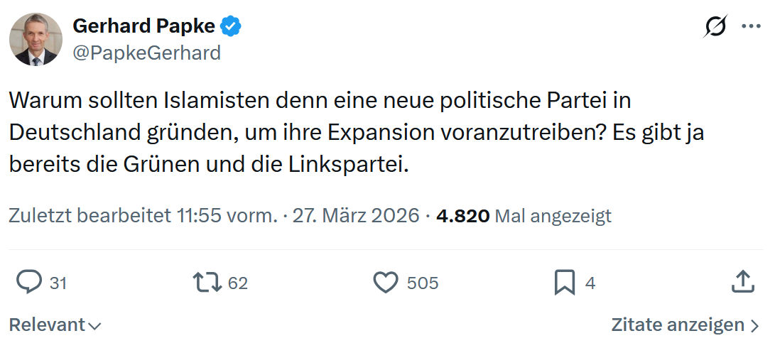 Gerhard Papke: Warum sollten Islamisten denn eine neue politische…