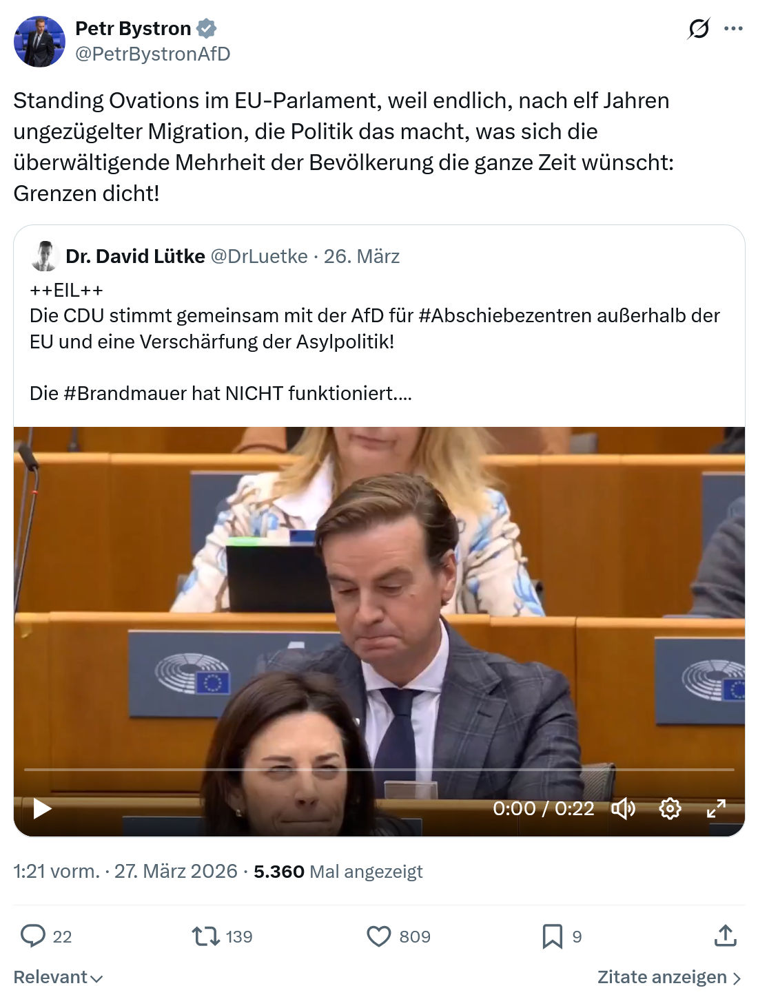Petr Bystron: Standing Ovations im EU-Parlament…