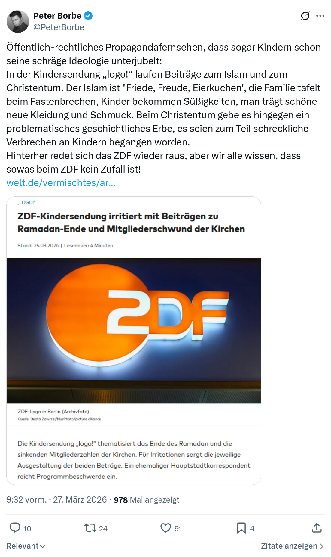 Peter Borbe: Öffentlich-rechtliches Propagandafernsehen…