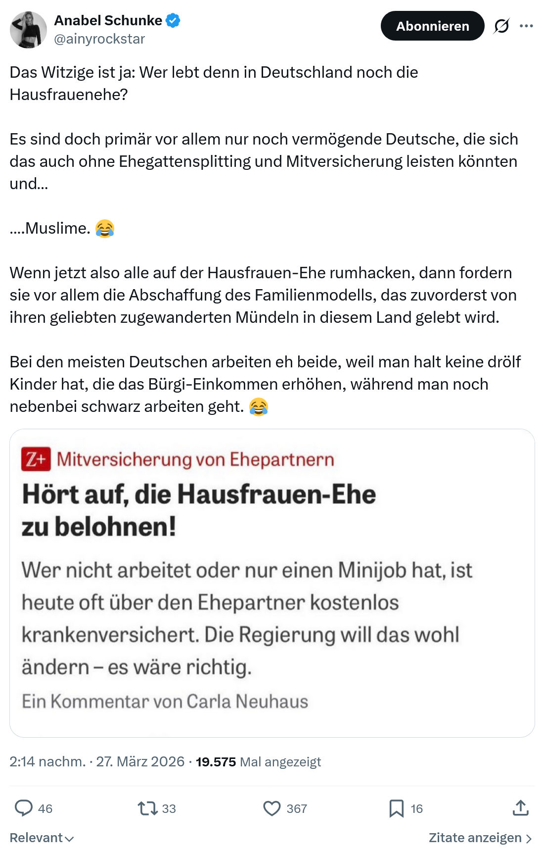 Anabel Schunke: Das Witzige ist ja…