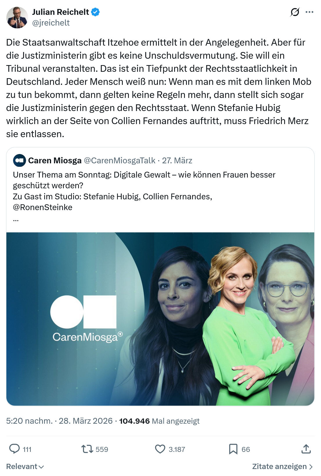 Julian Reichelt: Die Staatsanwaltschaft Itzehoe ermittelt…