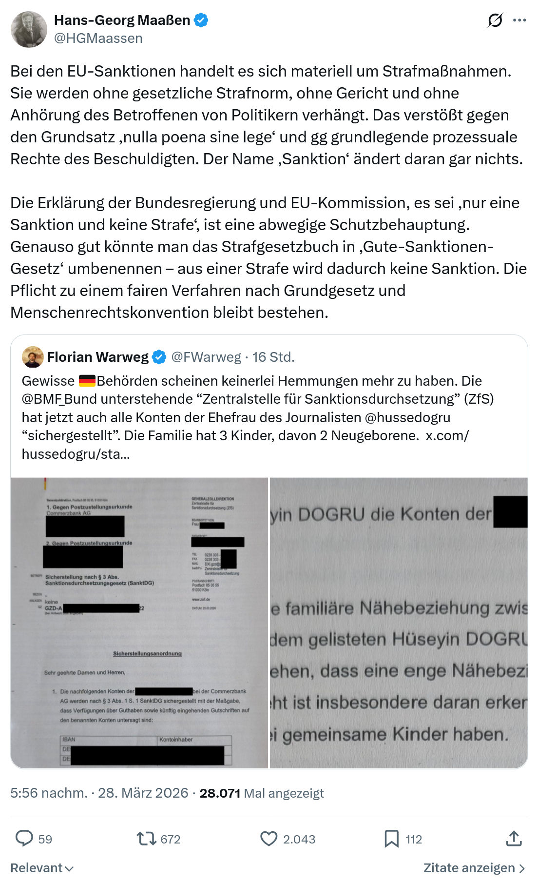 Hans-Georg Maaßen: Bei den EU-Sanktionen handelt es sich materiell…